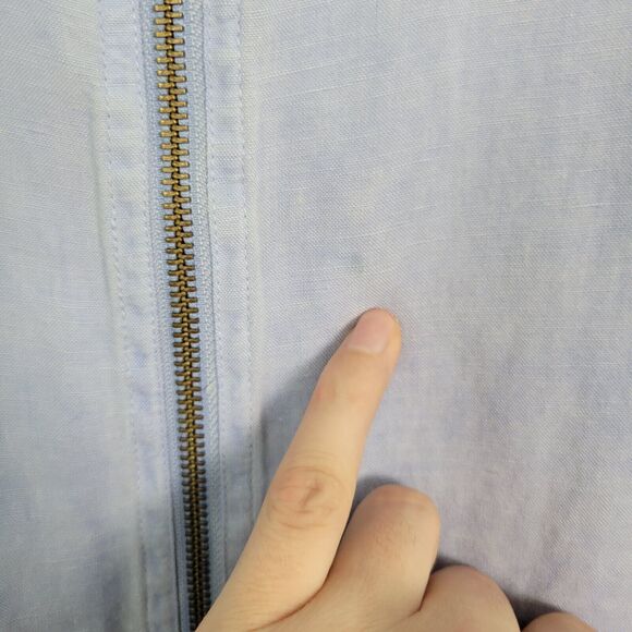 SOFT SURROUNDINGS Blue 36546 Linen Blend Long Sleeve Zip Top SIZE PETITE LARGE - Picture 3 of 14